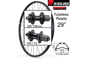 Rodi Rodi BlackJack Ready23 Bakhjul MTB 29 tum | QR 135mm | HG body | 6-bult